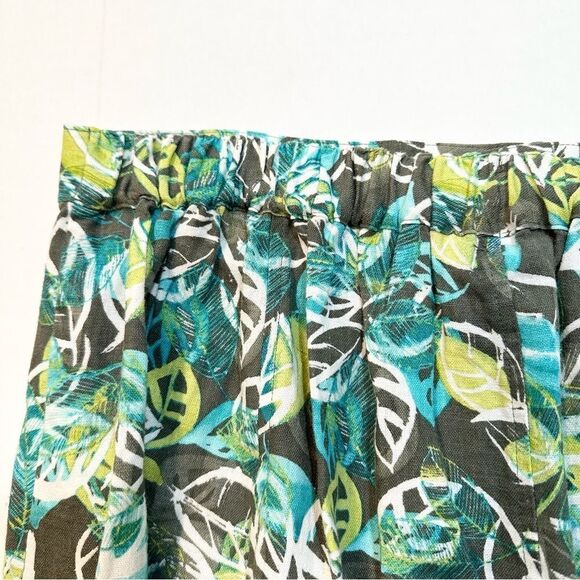 CJ Banks Linen Midi Skirt Citrus Floral Leaf Print Size 1X - Picture 6 of 9